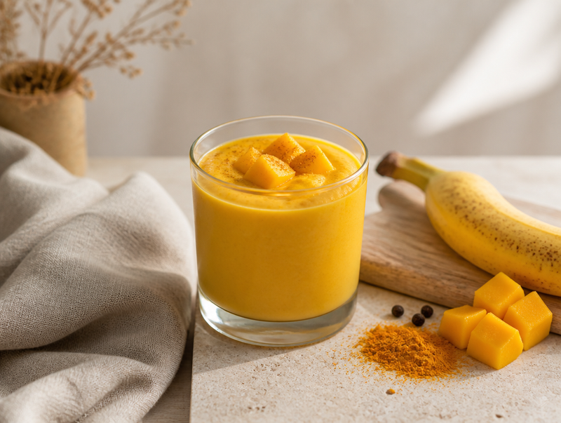 Le smoothie doré curcuma-mangue